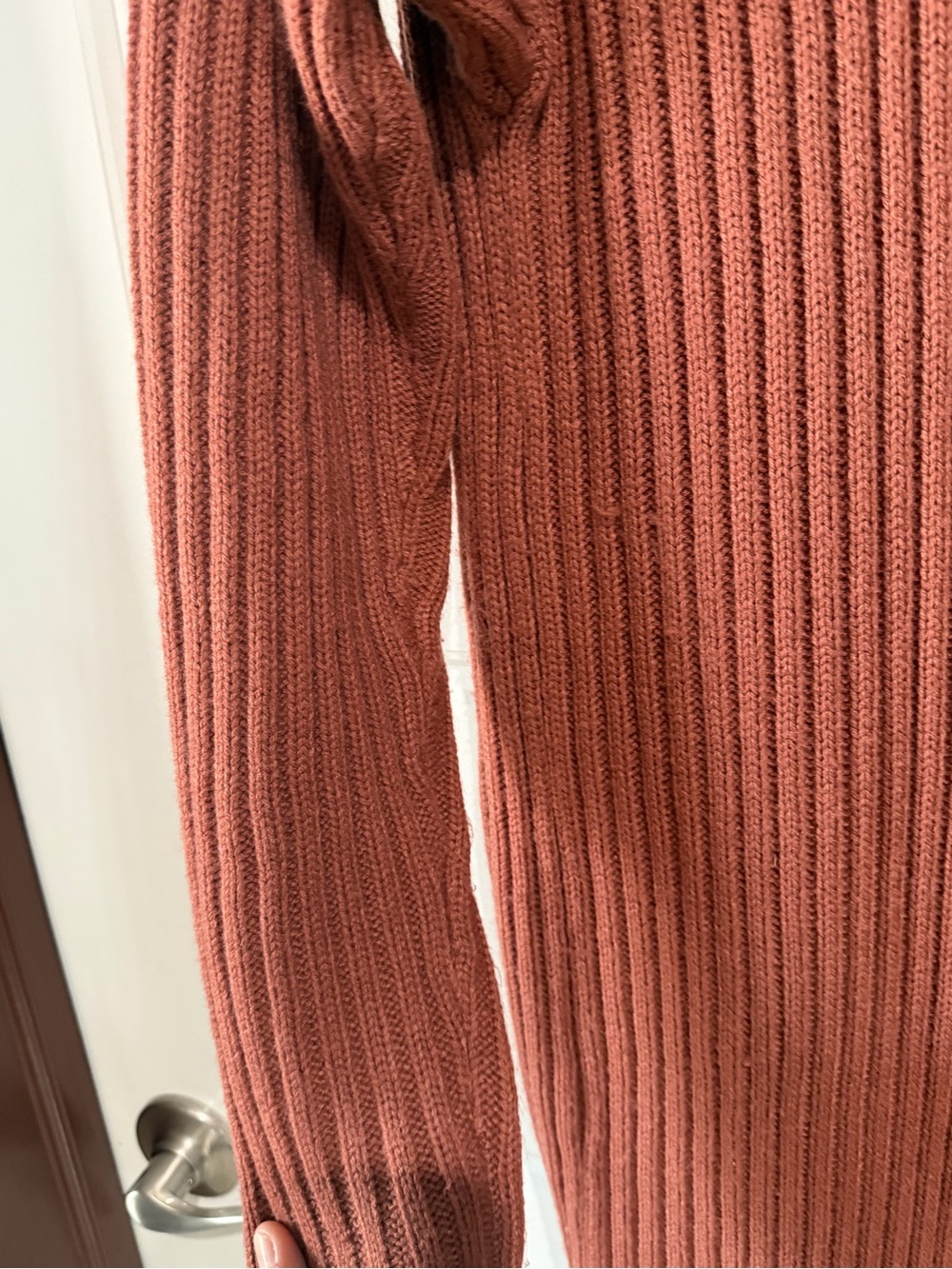 Lulu's Rust Ribbed Long Open-Front Cardigan - Picture 9 of 10